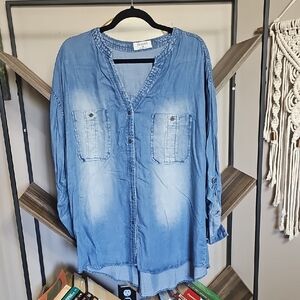 Zara Blue Long Sleeve Button Down Shirt